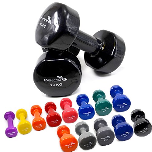 2er Set FOURSCOM® 2x 0,5-2x 10kg Vinyl Hanteln Kurzhanteln Gymnastikhanteln, 13 verschiedene Gewichte und Farben zur Auswahl