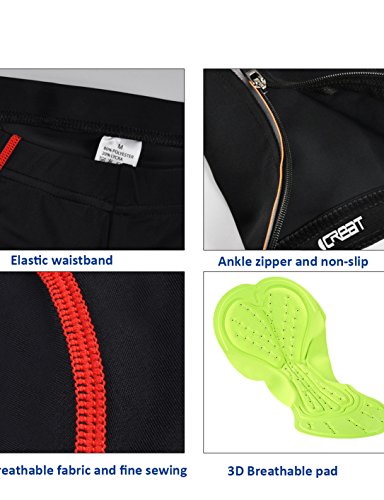 iCreat Herren Radhose Fahrradhose Reflektoren Kompressionshose Coolmax Pro-Air 3D Sitzpolster – Lang GR.S-XXXL - 7