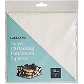 100 Lakeland Baking Parchment Liner Paper Squares 18cm – Silicone Paper for Easy Release