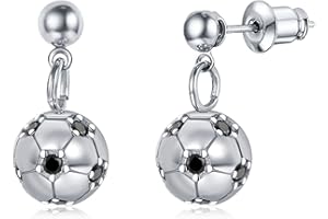 JFASHOP Orecchini da ragazzo, in argento Sterling 925, da calcio, da donna, idea regalo per la festa della mamma, ragazze e bambini