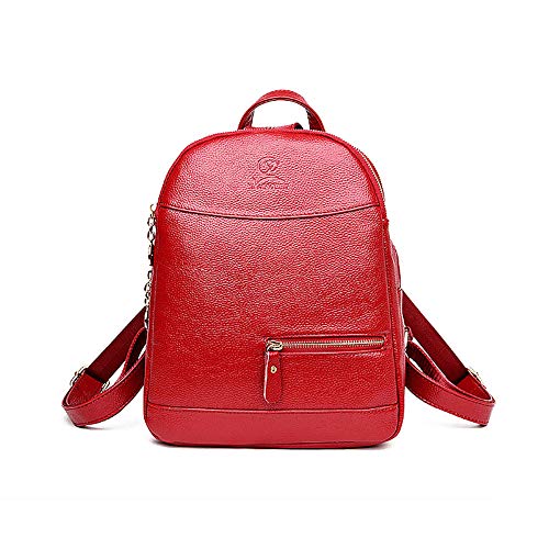 Preisvergleich Produktbild Damen Doppel Umhängetasche Rindsleder Multi-Tasche Damen Tasche Rot