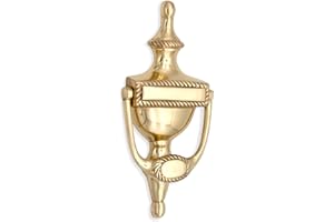 INFINITY DECOR Aldaba de puerta georgiana, estilo tradicional, latón macizo, acabado cromado y latón de 6"