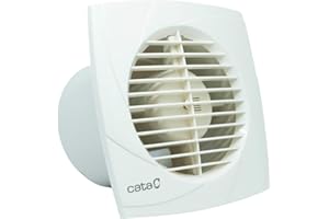 Cata Extractor de Baño B-10 PLUS 14x14cm Exraplano Pared/techo Portector Térmico 41 dB Caudal 98m3/h Potencia 15W Diámetro Salida 100 Velocidad 2500 rpm Peso 0,6kg Color Blanco