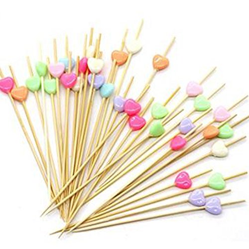 100x Demarkt Cocktailspieße Cocktail Picks Partypicker Deko Picker Herz Bunt