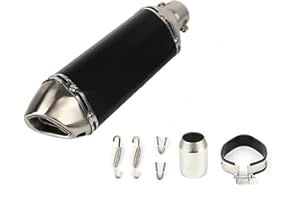 ‎VANWOKE Vanwoke Universal Motorrad Auspuff 38-51mm, Universal Motorrad Schalldämpfer mit abnehmbarem DB Killer, schwarzer Klein Hexagon Oblique Tail Refit Auspuff für Motorräder, Mountainbikes und Roller