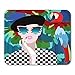 Produktbild HOTNING Gaming Mauspads, Gaming Mouse Pad Abstract Watercolor of Girl Black Beret Dress in Cage Sunglasses Striped White 11.8"x 9.8" Decor Office Nonslip Rubber Backing Mousepad Mouse Mat