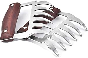 BSGP Fleischkrallen aus Metall, Bärenpfotengabeln mit Holzgriffen, ideal für Hühnerzerkleinerungen, Pork - Mehrzweck-Bar-Küchenwerkzeuge, 2 Stück