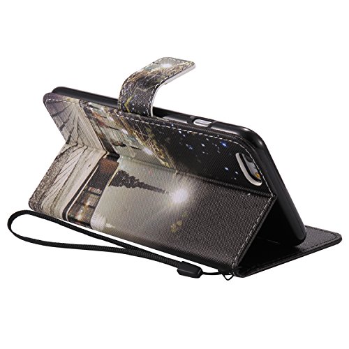 Feeltech iPhone 6 Plus/6s Plus Hülle PU-Leder und Brieftasche Bunte Muster Fall mit Magnetverschluss, Hybrid-Kickstand mit Stand-Funktion, schlagen Sie schützende weiche TPU Stoßstangenabdeckung und Kreditkartenhalter für iPhone 6 Plus/6s Plus Handgelenk Bügel-Buch-Art-Geldbeutel-Tasche mit 2 In 1 Berühren Sie Stift – London - 4