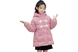 linboo Manteau Fille Doudoune Hiver Chaud Blouson Enfant à Capuche Mignon Princesse Veste en Imitation Cuir, Imperméable, Respirant