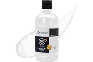 Artecho Acrylfarbe Titanweiß 500 ml, Wasserfest und Lichtecht, Schnell Trocknend, Acrylfarbe für Leinwand, Holz, Stoff, Handwerk, Leder und Stein.