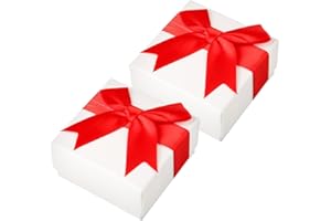 GLADFRESIT 2Pcs Jewellery Gift Box Set, Small Storage Box with lid Bow-Knot for Square Ring Earrings Necklace Bracelet Jewellery Gift Box for Christmas Wedding Valentine'S Day Graduation(Red)