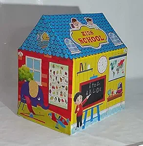 TANSKIN Jumbo Big Size Extremely Light Weight Water Proof Kids Play House Tent for 10 Year Old Girls and Boys- Multi Color (Kids School Tent 5558)