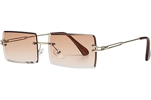 tigratigro Occhiali da sole per donna, moda antiriflesso rettangolari senza montatura Occhiali da sole quadrati