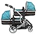 Duellette 21 Combo Twin Tandem Pushchair Baby Newborn carrycots Pram Travel system Tandem stroller buggy: 2 Pramette/seat units, 2 footmuffs 2 Rain covers, Teal mist by Kidz Kargo