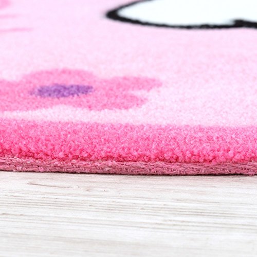 Hello Kitty Teppich Kinderzimmer Teppich Rund mit Blumen Rosa Pink, Grösse:Ø 70 cm Rund - 3
