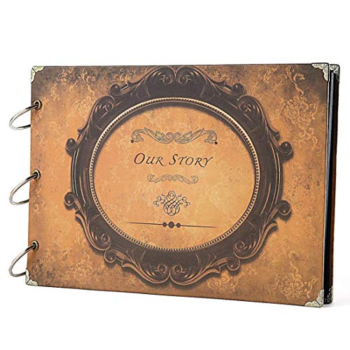 Yeelan Álbum de Fotos DIY Scrapbook, 10 Pulgadas (Nuestra Historia, Espejo Redondo, Estilo Vintage)