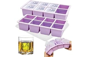 Theuwnee® 2pcs Silikonowe tace na kostki lodu, duża forma do kostek lodu z pokrywką, toaleta do układania i nadaje się do zmywarki, do piwa, whisky, koktajli i przekąsek