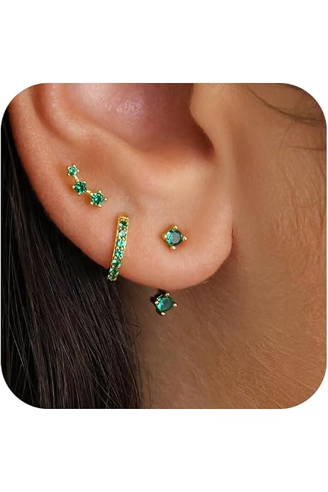 Lot 3 Paires De Boucles D'Oreilles Créoles - Argent Plaqué Or 18k, Zircon - Pour Empilage (Stacking)