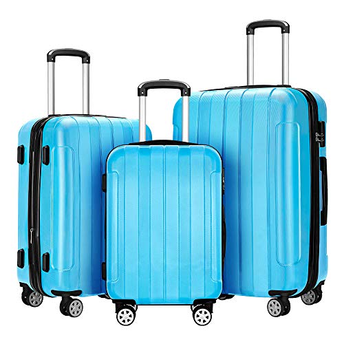 Fochier Conjunto de 3 Piezas de Equipaje Expandible Hard Shell Spinner Maleta Ligero,(20