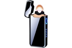 SKRFIRE Premium Windproof Arc Lighter - USB-C Rechargeable Plasma Flame for Camping, BBQs & Candles | Large Flame with Battery Indicator | Perfect for Outdoor Adventures & Home Use（ Black）