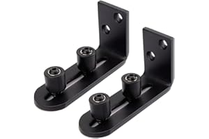 Magtctyae Guide Portail Coulissant Réglable Montage Mural Roues Doubles Fond Guide pour Accessoire de Quincaillerie de Porte de Grange Noir, 2PCS