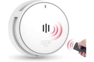 WISUALARM Rauchmelder, 10 Jahre Batterie Rauchmelder, Feuermelder mit Stummschaltfunktion aus der Ferne, Feuermelder 10 Jahre Batterie Testsieger, Große Test-/Stummschalttaste Rauchmelder, Konform mit EN14604