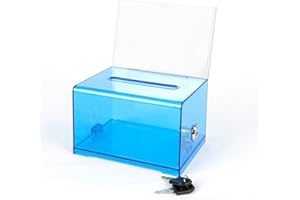 KAFENDA Spende Wahlurne mit Schloss - Vorschlagsbox mit Schilderhalter für Visitenkarten/Spitzengläser/Gewinnstäbe-Boxen (blau)