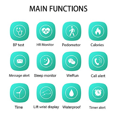 KOBWA Fitness Armband, Bluetooth 4.0 Fitness Tracker mit Pulsmesser, Blutdruckmessgerät, Schrittzähler, Schlafanalyse, Push-Message, IP67 Wasserdicht Ultra Dünne Aktivitätstracker für Android und IOS - 2