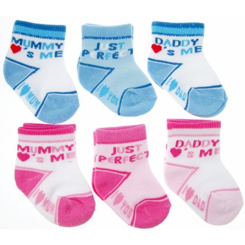 Mummy/Daddy Loves Me 3 pair sock pack by Soft Touch - Pink - 0-3 Months