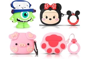(4 confezioni) Custodia in silicone per AirPods 4 auricolari(2024), XMBYGY Cartoon Carica Antiurto Cuffie Cover con Portachiavi per AirPods 4th Generazione (NF+C+3Q+P)
