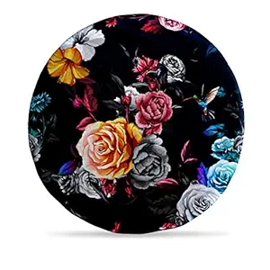 DreamVio Round Cushion/Foam Cushion Velvet Fabric Suitable for Wheelchair, Car Seat, Home, Outing Purpose (Multicolour, 14 x 14 inch) Design 41
