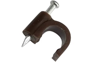AERZETIX: 100x Grapas para cable redondo 8mm fijación con clavo, color marrón 41801