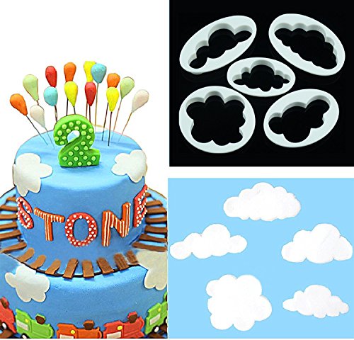 DIKETE® 5 stück Keks Ausstechformen Cloud Wolken Ausstecher DIY Fondant Ausstechformen Deko Utensilien Modellierwerkzeug Fondant Kuche Tortendekoration für Backen