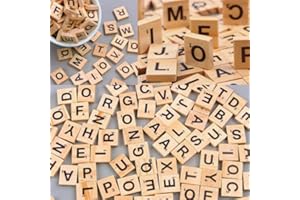 Glamified , glam 100 WOODEN SCRABBLE TILES BLACK LETTERS & NUMBERS FOR CRAFTS ART WOOD UK SELLER