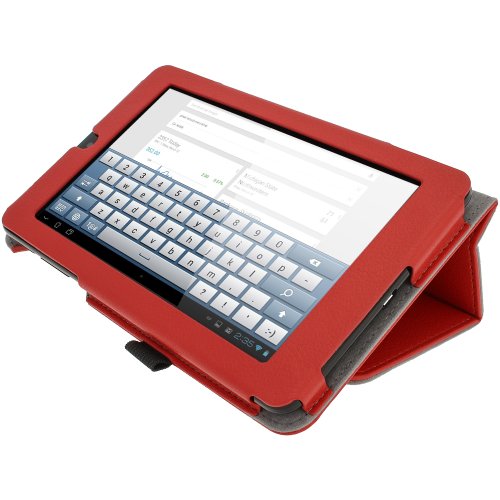 igadgitz Rot PU Ledertasche Hülle Folie Cover für Asus MeMO Pad ME172V 7″ Tablet mit Multi Winkelbetrachtung Stand + Stylus Schift Halter + Displayschutzfolie - 6