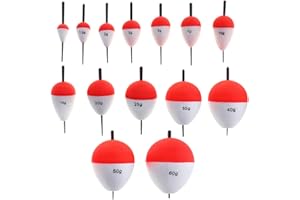 OriGlam Lot de 14 flotteurs de pêche en Mousse Rigide à Clipser - Rouge et Blanc - Flotteurs de pêche - Flotteurs de pêche - Flotteurs de Poisson