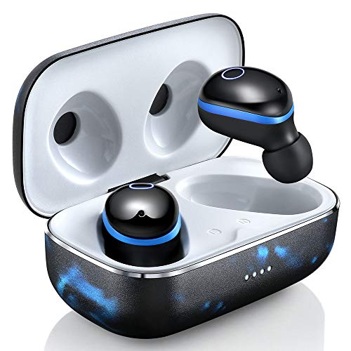 Auriculares Bluetooth, Auriculares intraurales Bluetooth 5.0 True Wireless Mini Earbuds CVC 6.0 Cancelación de Ruido con micrófono 16H batería con Compartimento de Carga de Metal para iPhone Android