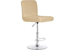 ZZDZW Coprisgabello da Bancone da Pub Coprisgabelli Cucina con Schienale, Fodere Antipolvere Lavabili Elastiche per La Cucina della Sala da Pranzo Copri Sgabello da Bar ( Color : Khaki , Size : Set of 2 )