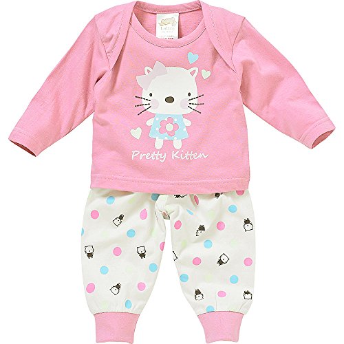 Lullaby Baby Girls Pretty Kitten Pyjamas - Pink - 6/9 Months