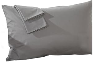 LZYMSZ CHRISLZ Zestaw 2 poszewek na poduszki o standardowym rozmiarze, 74 × 48 cm, poszewka na poduszkę, miękka i oddychająca, bawełniana poszewka na poduszkę, czysty kolor, z zamknięciem kopertowym (szara)