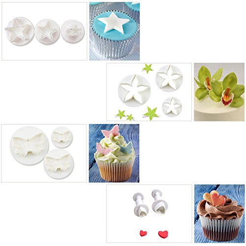 Rovtop 47-teilige Set Fondant Ausstecher Ausstechformen Auswerfer Stempel Tortendeko insgesamt 14-teilige Blumenmodellierungswerkzeuge und 13-teilige Ausstechformen Auswerfer - 3