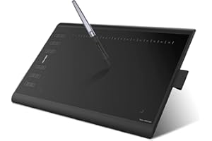 Huion Inspiroy H1060P Drawing Tablet 10×6.25 inch Upgrade Version of NEW 1060 PLUS Graphics Tablet with Battery-free Pen 12 Hard Plus 16 Soft Express Keys Supports Windows Mac Android