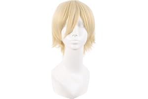 MapofBeauty 12 Pollice/30 cm Side Frange Corto Lisci Parrucche Alto Temperatura Fibra Cosplay Parrucche (Misto Biondo)