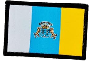 PANDIUI23 Patch ricamate Bandiera Canaria con colori ufficiali - Scudo ricamato - Patch motociclistiche ricamate - Patch militari, toppe Canarie (Isole Canarie)