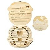 Leisial Nette Kinder Junge Mädchen Milch Zähne Holz Aufbewahrungs Souvenirbox Zahnkästchen Organizer für Baby Speichern in Deutsche Sprache, (Mädchen) - 2