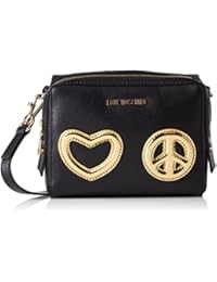 Love Moschino - Borsa Vit.pebble Nero+tpu Oro, Bolsos bandolera Mujer, Mehrfarbig (Black Calf-gold), 15x20x8 cm (B x H T)