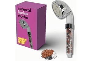 GOLDEN ZAHORI Alcachofa ducha ionica, filtro ducha iónico, alcachofa ducha antical, cabezal de ducha alta presión, Ducha ecologica con filtros miinerales, cabezal spa en casa