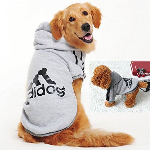 FourlegMate Super Soft Cotton Pet Hoodie with adidog Printing (Grey,9XL)