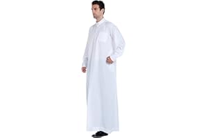 CHENSIYU Muslim Robe Herren Langarm Hijab Abaya Mantel Herren Lang Jilbab Wintermantel Islamische Gebetskleidung Einfarbig Ramadan Roben Muslimische Kleidung für Männer