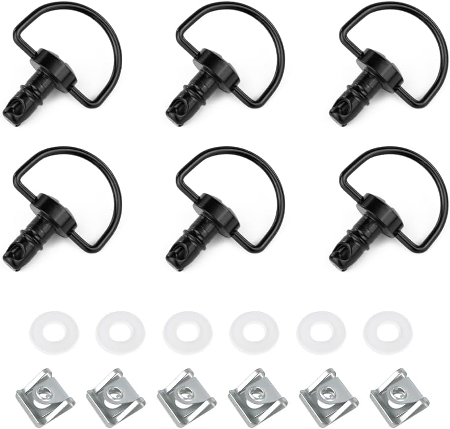 Velexmoto 6 PCS 14 mm Quick Release Fasteners D-Ring 1/4 Turn Trim Mount Clip Fit for Honda Kawasaki Yamaha Suzuki Aprilia Ducati Universal Fairing Bolts Studs Motorbike Trim Screw Set (Black, 14mm)